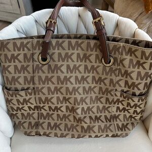 Michael Kors Tan and Brown Monogram Tote